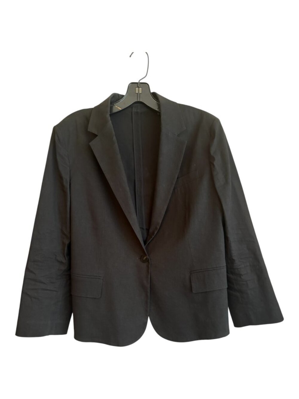 Theory unlined shrunken black linen blend blazer. Size 10.